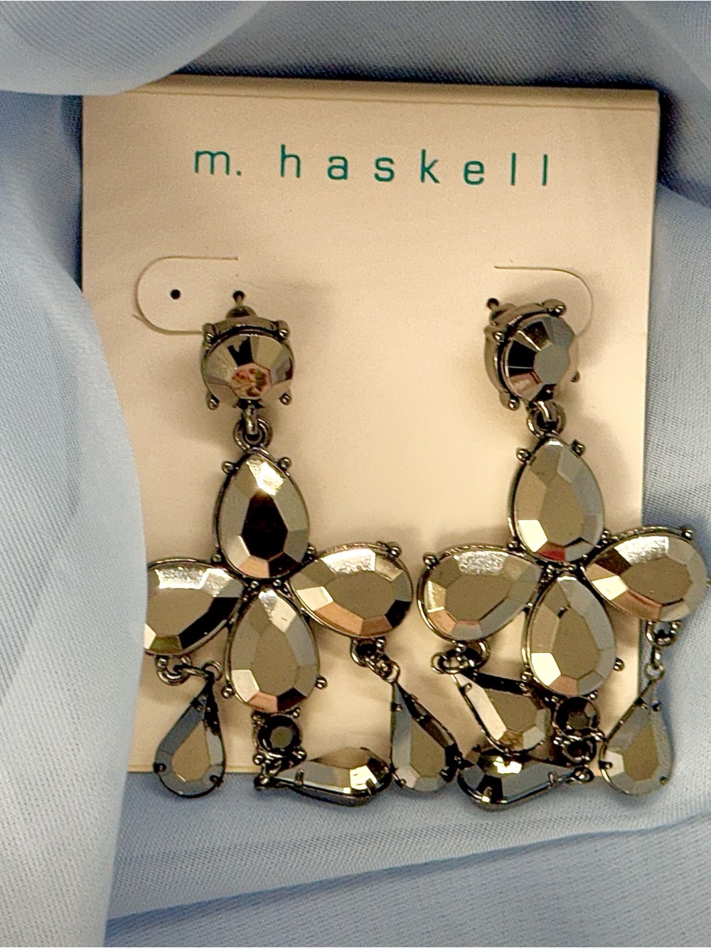 m. haskell Hematite Floral Drop Earrings